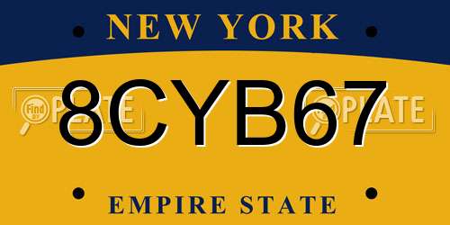 8CYB67 New York License Plate