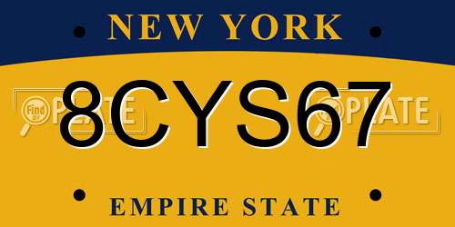 8CYS67 New York License Plate