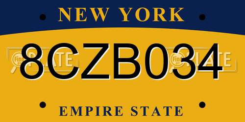 8CZB034 New York License Plate