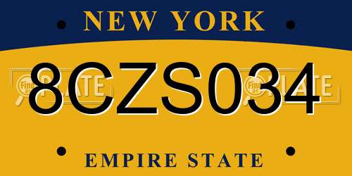 8CZS034 New York License Plate