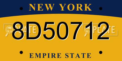 8D50712 New York License Plate