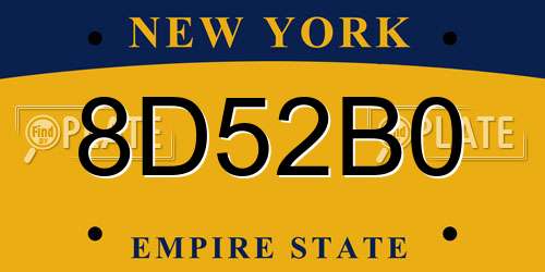 8D52B0 New York License Plate