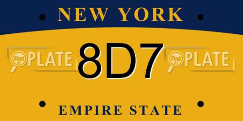 8D7 New York License Plate