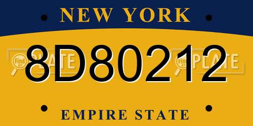 8D80212 New York License Plate