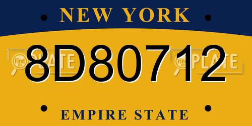 8D80712 New York License Plate