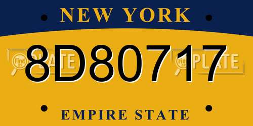 8D80717 New York License Plate