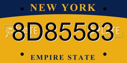 8D85583 New York License Plate