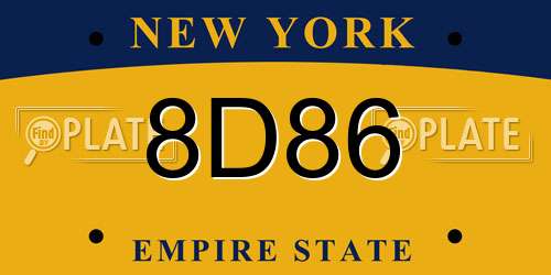 8D86 New York License Plate
