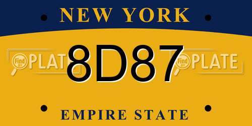 8D87 New York License Plate