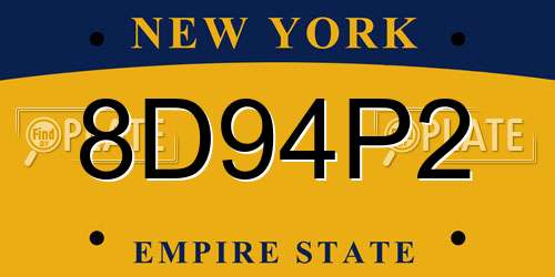 8D94P2 New York License Plate