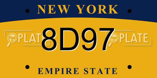 8D97 New York License Plate