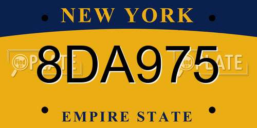 8DA975 New York License Plate