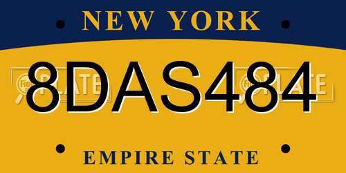 8DAS484 New York License Plate