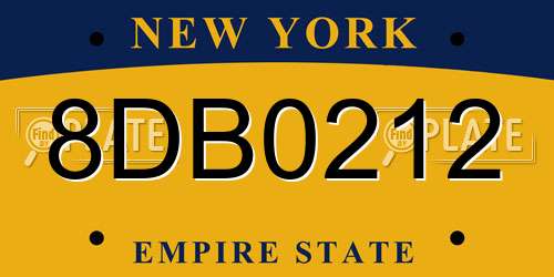 8DB0212 New York License Plate