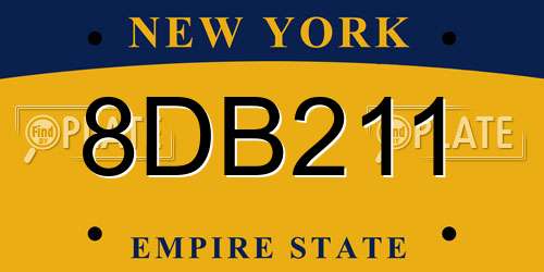 8DB211 New York License Plate