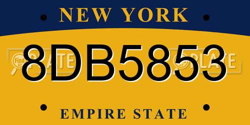8DB5853 New York License Plate
