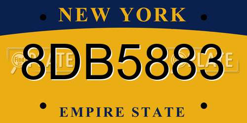8DB5883 New York License Plate