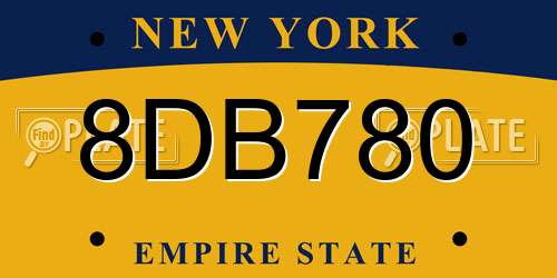 8DB780 New York License Plate