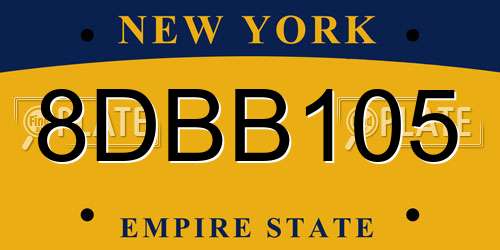 8DBB105 New York License Plate