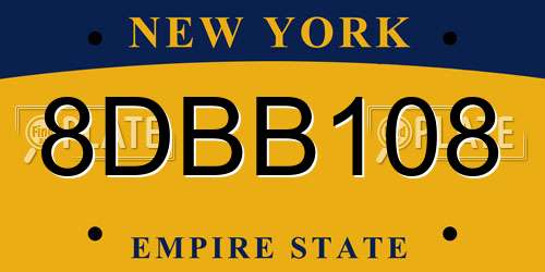 8DBB108 New York License Plate