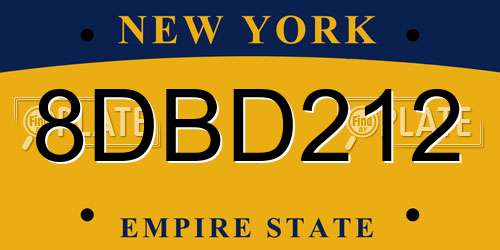 8DBD212 New York License Plate