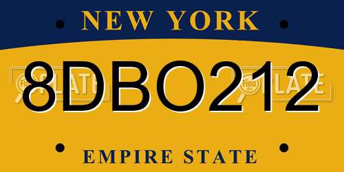 8DBO212 New York License Plate