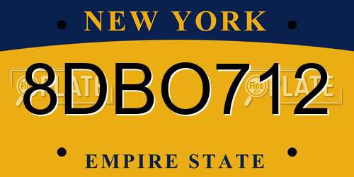 8DBO712 New York License Plate