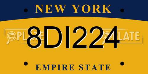 8DI224 New York License Plate