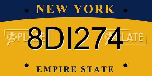 8DI274 New York License Plate