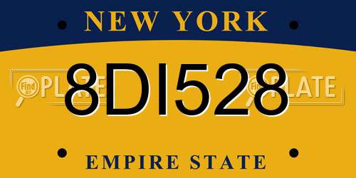 8DI528 New York License Plate