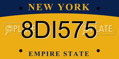 8DI575 New York License Plate