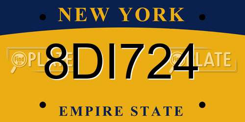 8DI724 New York License Plate