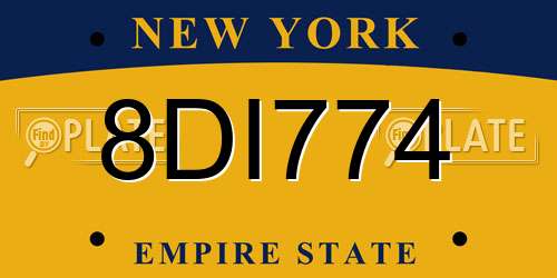8DI774 New York License Plate