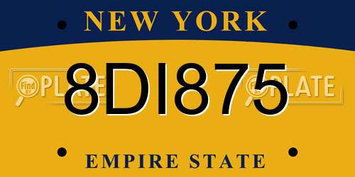 8DI875 New York License Plate