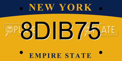 8DIB75 New York License Plate