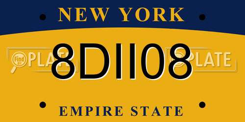 8DII08 New York License Plate
