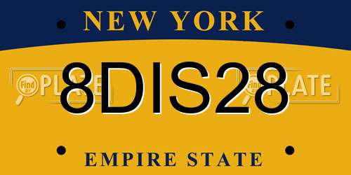 8DIS28 New York License Plate