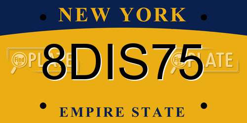 8DIS75 New York License Plate