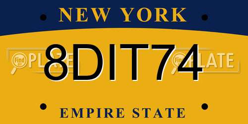 8DIT74 New York License Plate