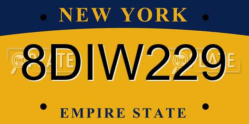 8DIW229 New York License Plate