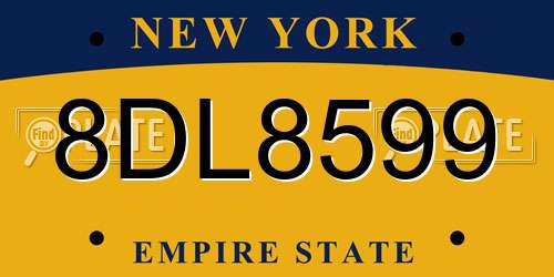 8DL8599 New York License Plate
