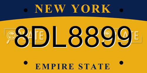 8DL8899 New York License Plate