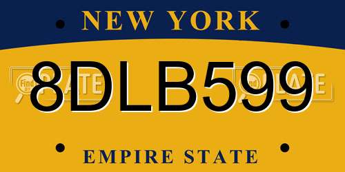 8DLB599 New York License Plate
