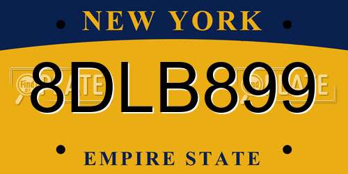 8DLB899 New York License Plate