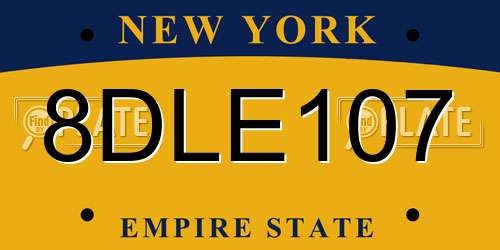8DLE107 New York License Plate