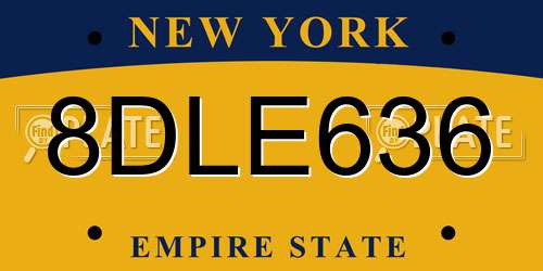 8DLE636 New York License Plate