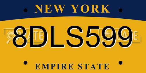 8DLS599 New York License Plate