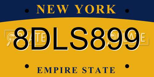 8DLS899 New York License Plate