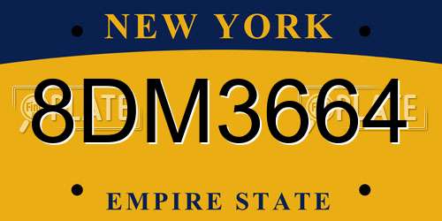 8DM3664 New York License Plate