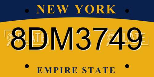 8DM3749 New York License Plate